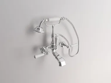 ASTAIRE - 2 hole floor standing bathtub tap with individual rosettes by Park Avenue - view 2
